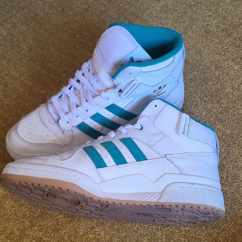 Adidas White and Green High-Tops